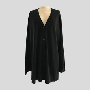 Vintage 90s Liz Claiborne Black Stretch Slinky Knit V Neck Top Women's Size L